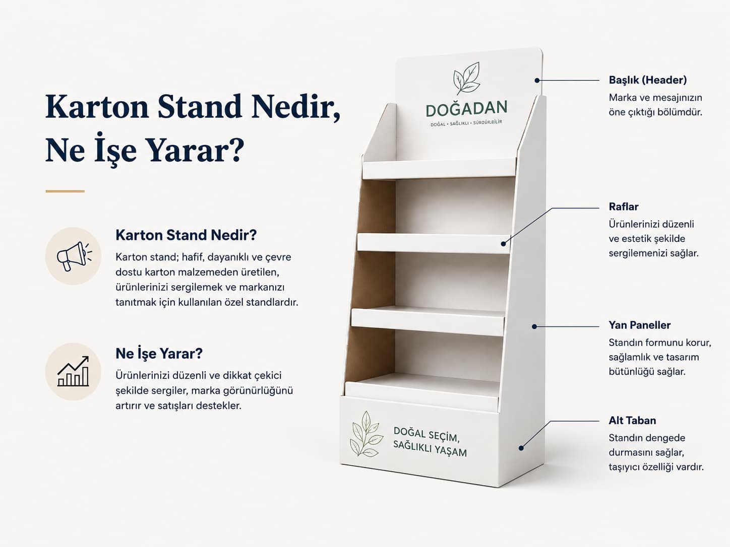 Mağaza içinde kullanılan karton stand (teşhir standı) örneği